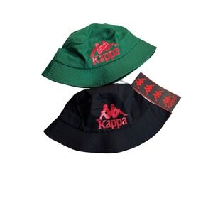 NWT! Kappa‎ Logo Green Black Bucket Hats Sz 59 Bundle of 2